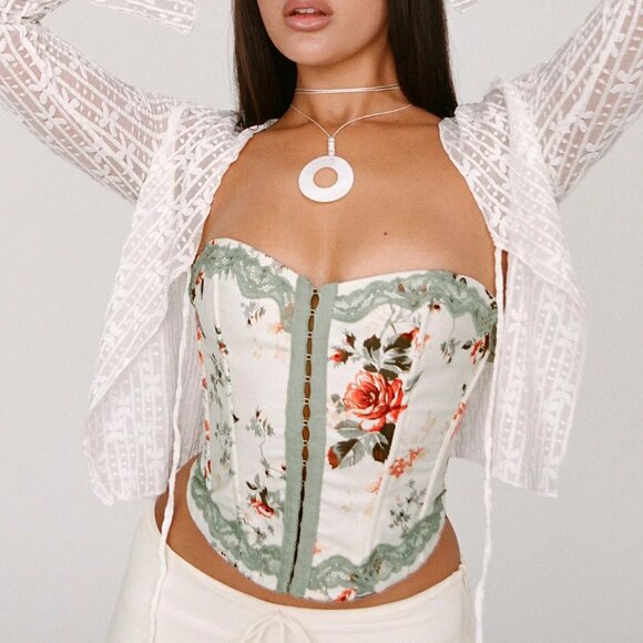 Princess Polly Tops - Princess Polly Yamie Bustier Corset Floral Lace Going Out Top